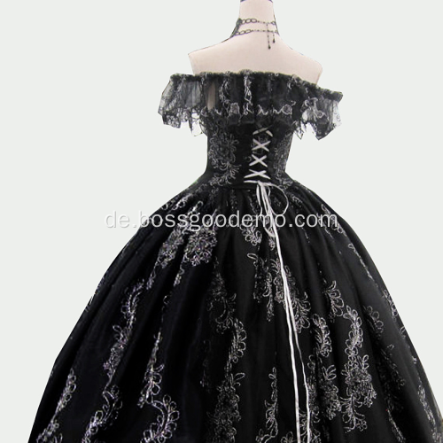 Hochwertiges schwarzes Hochzeitskleid